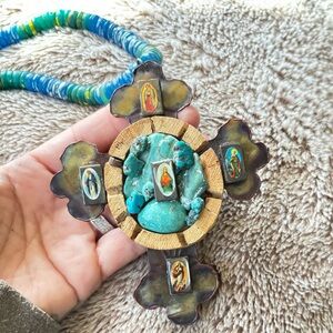 Handmade Antique Turquoise cross necklace 🤍